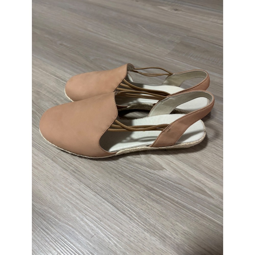 David Tate ELS17-100 Nude Tan Leather Espadrille Slingback Flats Womens 9WW